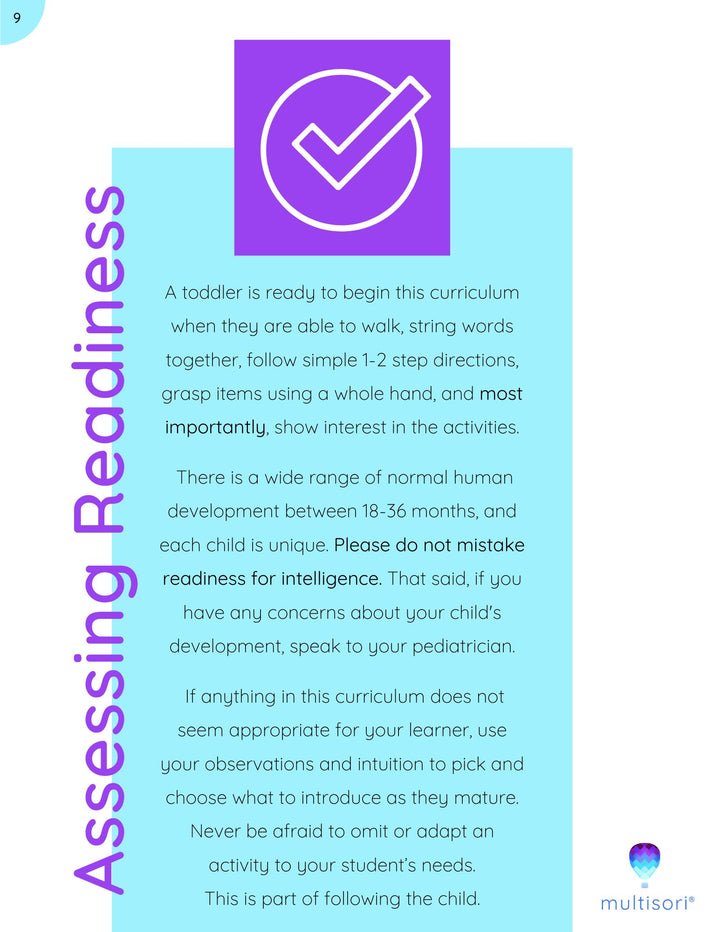 Montessori Toddler Language Arts Curriculum (Ages 18-36 months)