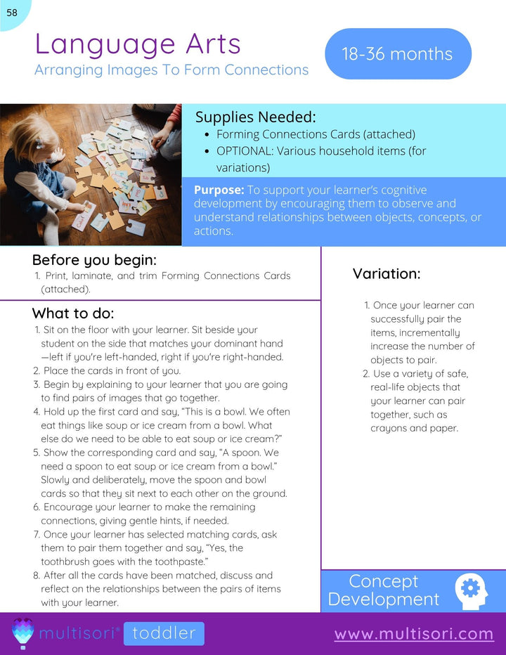 Montessori Toddler Language Arts Curriculum (Ages 18-36 months)