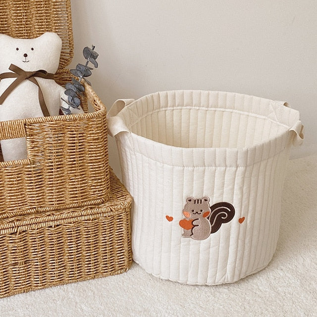 Cute Bear Embroidery Storage Basket