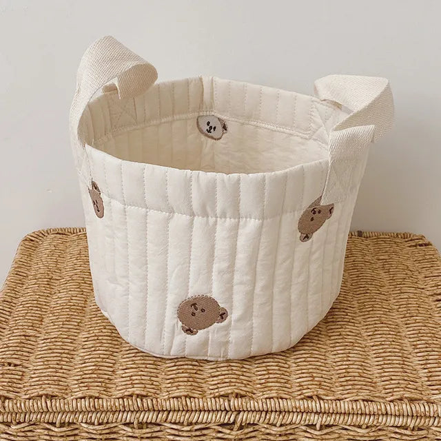 Cute Bear Embroidery Storage Basket