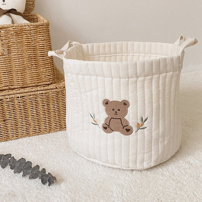 Cute Bear Embroidery Storage Basket