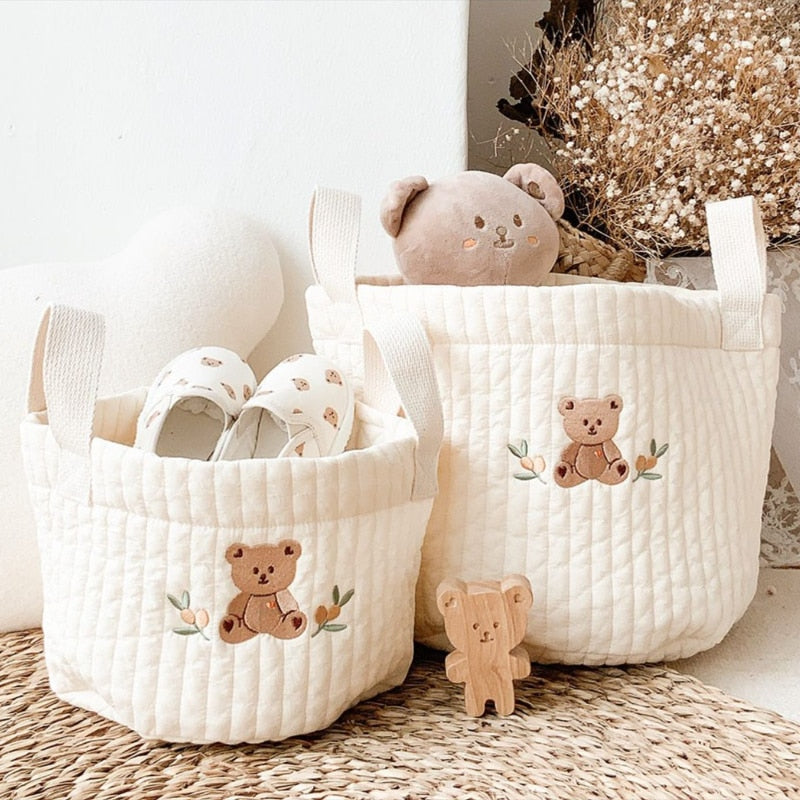 Cute Bear Embroidery Storage Basket