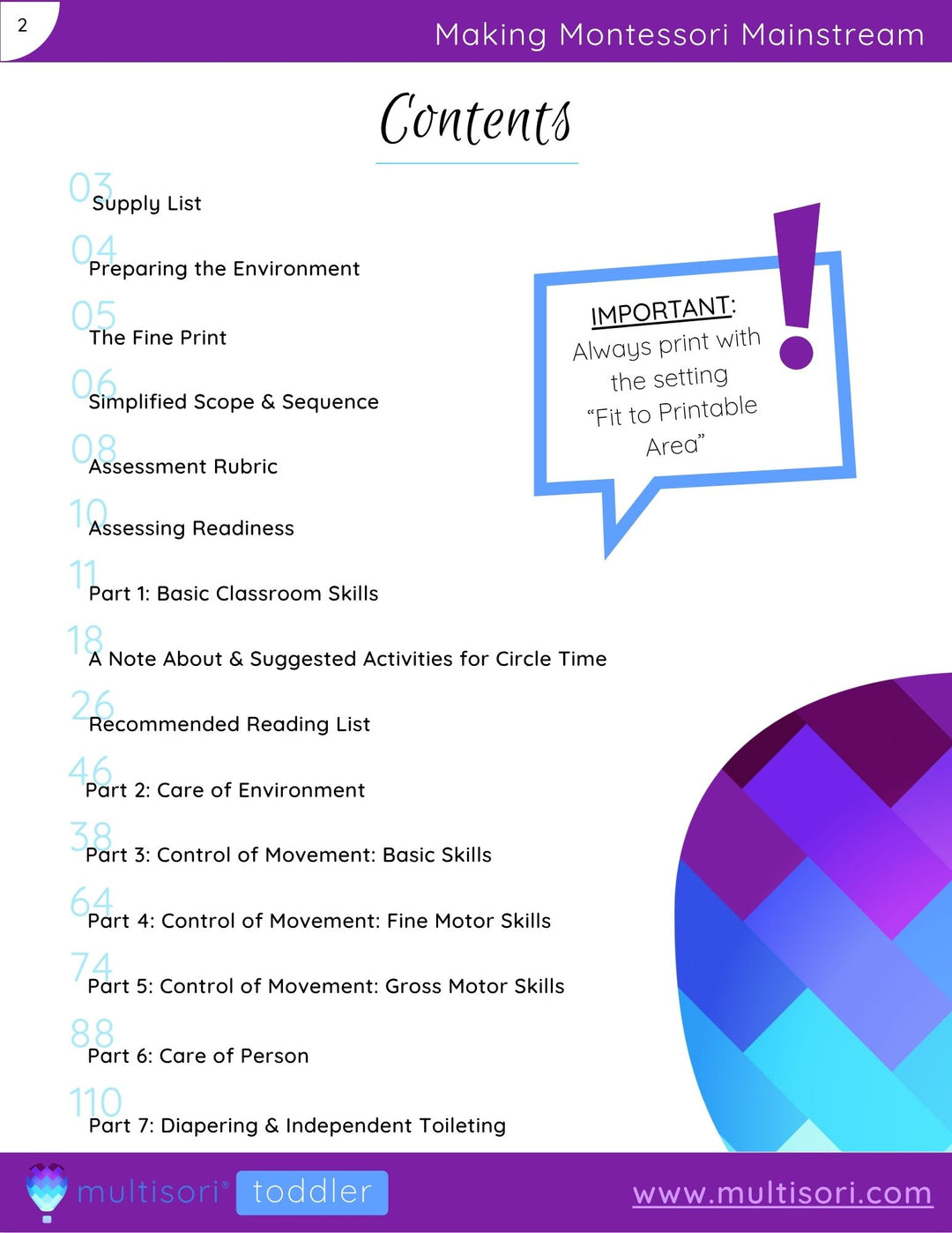 Complete Montessori Toddler Curriculum (Ages 18-36 months)
