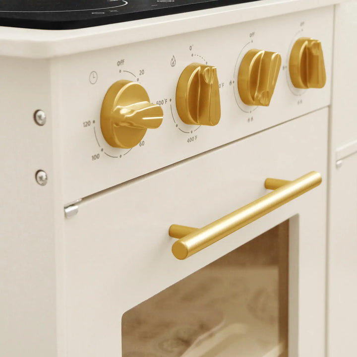 Iconic Wooden Play Kitchen – Cream Pretend Cooking Set for Kids