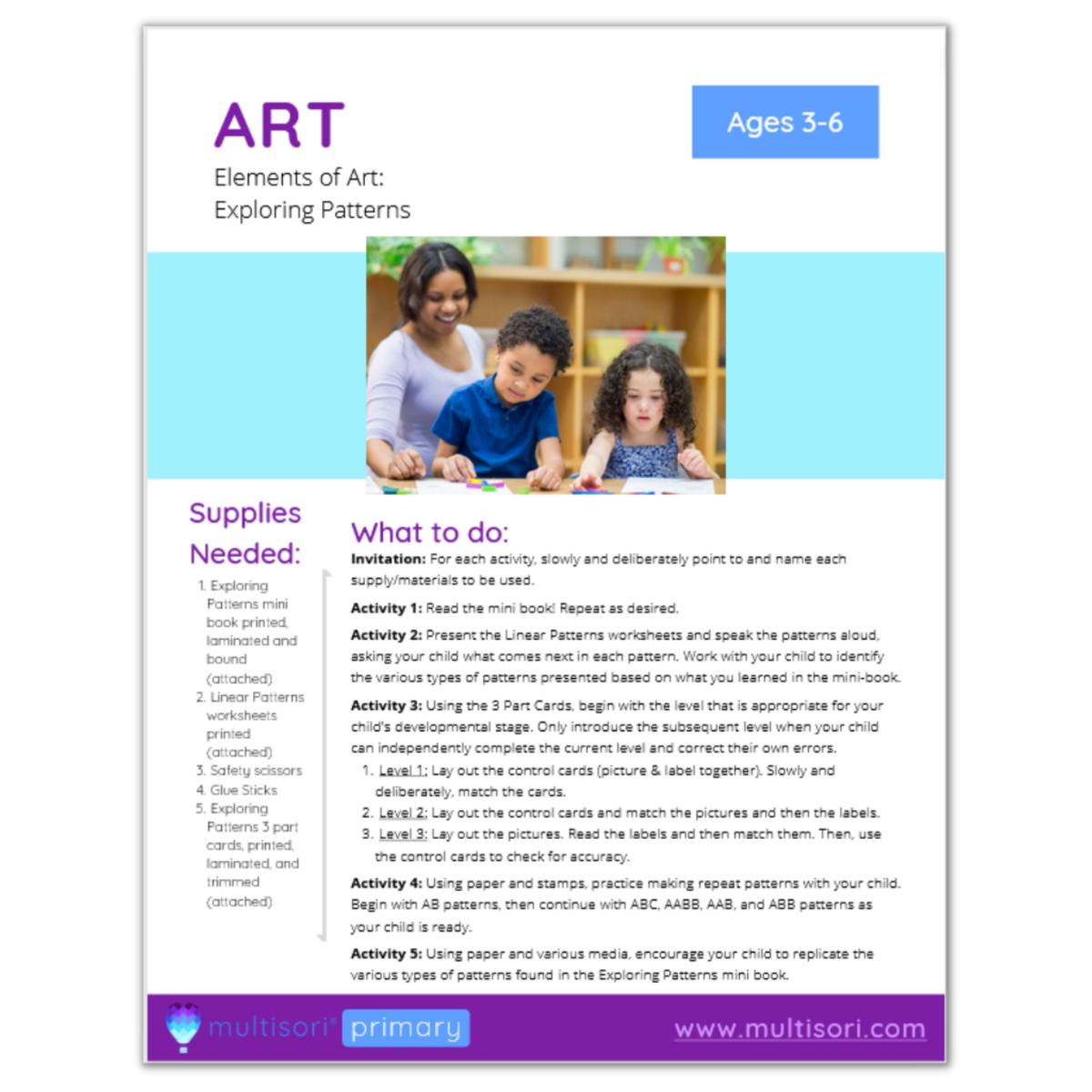 Montessori Primary Art Curriculum (Ages 2.5-6.5 Years)