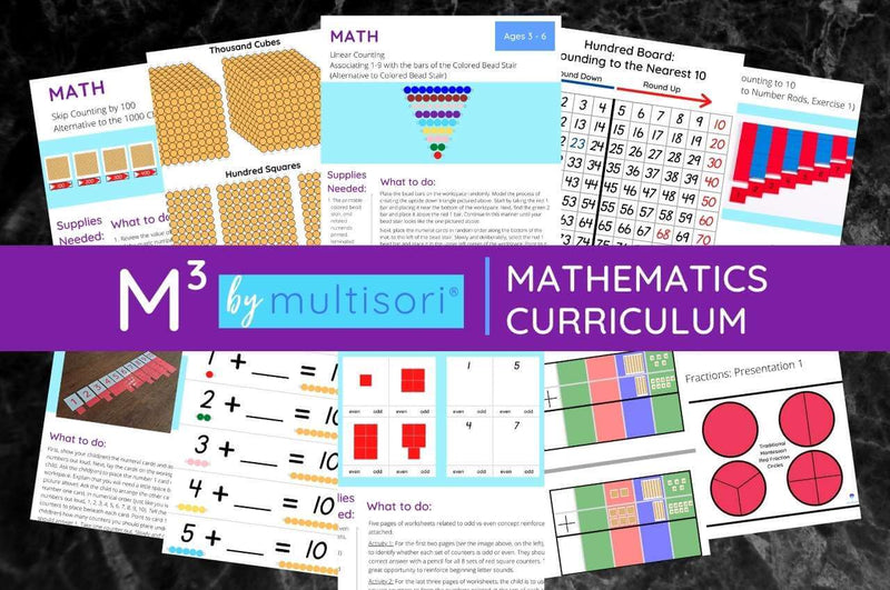Montessori Mathematics worksheets from M3 by Multisori Montessori Homeschooling Curriculum