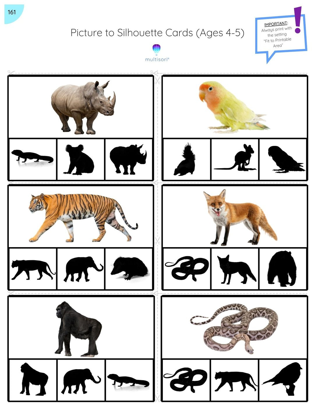 Sample page: printable cards
